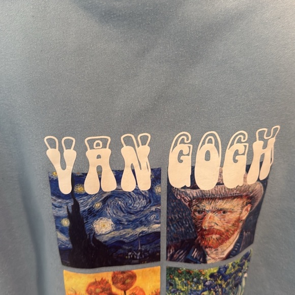 Van Gogh Art Hoodie Light Blue - Picture 7 of 14